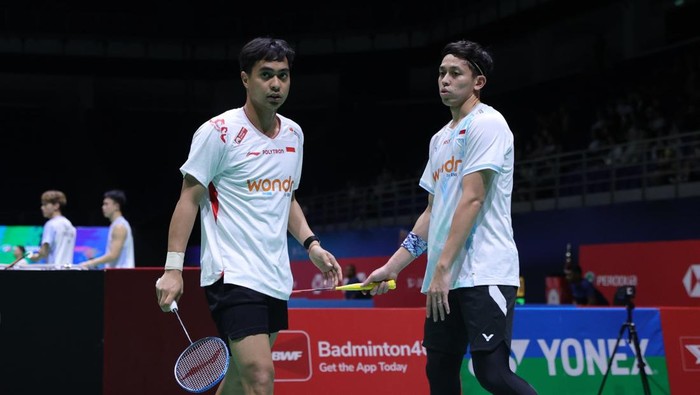 Muhammad Rian Ardianto/Rahmat Hidayat bertanding di Malaysia Masters 2026 pada Selasa 19 Mei 2026 di Kuala Lumpur.