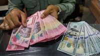 Karyawan menghitung uang pecahan Rupiah dan dolar Amerika Serikat (AS) di gerai penukaran mata uang asing Dolar Asia, Jakarta, Selasa (19/5/2026).