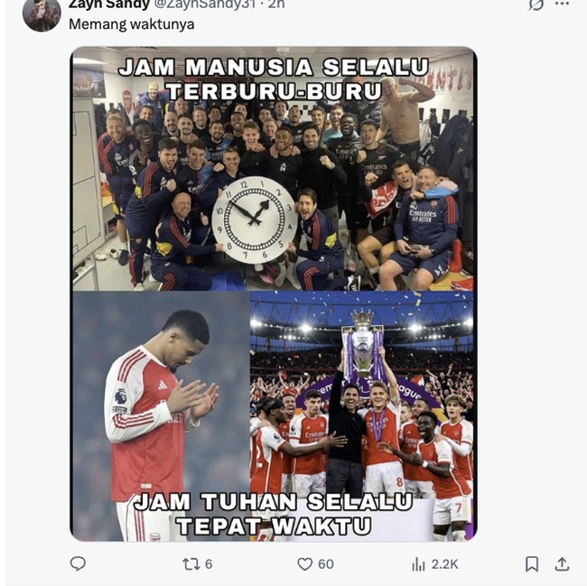 Meme Arsenal Juara, Gooners Ketawa Puas Fans City Disindir