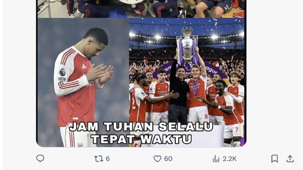 Meme Arsenal Juara, Gooners Ketawa Puas Fans City Disindir