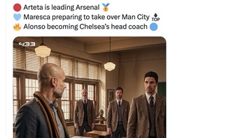 Pep Guardiola meninggalkan Manchester City musim depan, namun Mikel Arteta yang dulu muridnya kini bersinar setelah mengantarkan Arsenal juara Liga Inggris. Foto: X.com