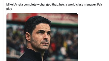 Arsenal pernah jadi klub ejekan, Arteta benar-benar mengubahnya, manajer kelas dunia, tulis akun ini. Foto: X.com
