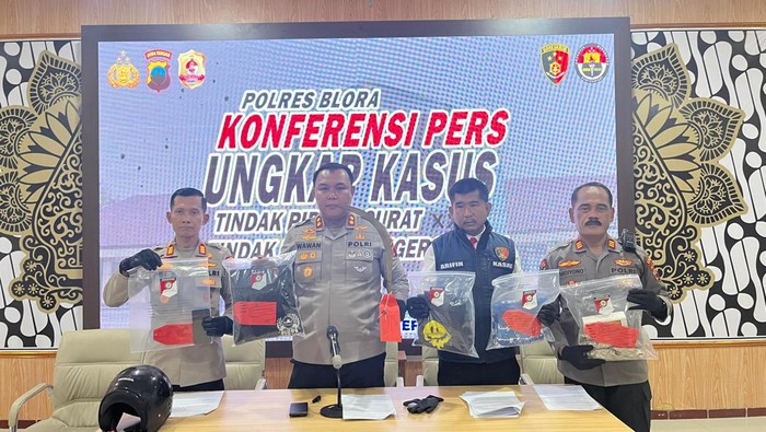 Rilis pers kasus pengeroyokan di Polres Blora, Rabu (20/5/2026).