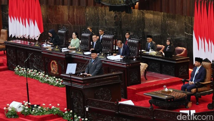 DPR menggelar rapat paripurna ke-19 masa persidangan V tahun sidang 2025-2026 di gedung Nusantara kompleks parlemen, Senayan, Jakarta, Rabu (20/5/2026). Presiden Prabowo Subianto pidato dalam rapat tersebut.