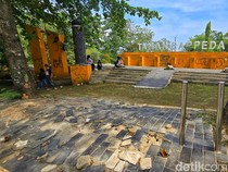 Ironi Taman Bappeda Sukabumi, Sasaran Vandalisme-Tiang Pembatas Raib