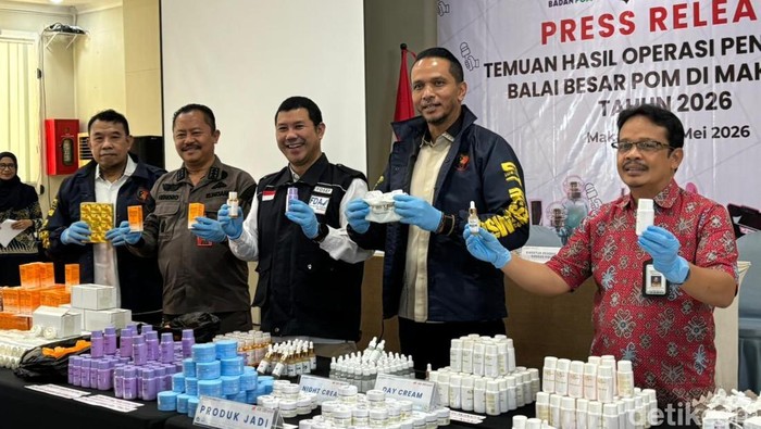 BBPOM Makassar merilis kasus pengungkapan pabrik skincare ilegal dan bermerkuri.