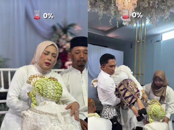 ibu pengantin pingsan saat sungkeman, namun setelah sadar ia langsung bikin tamu undangan heboh.