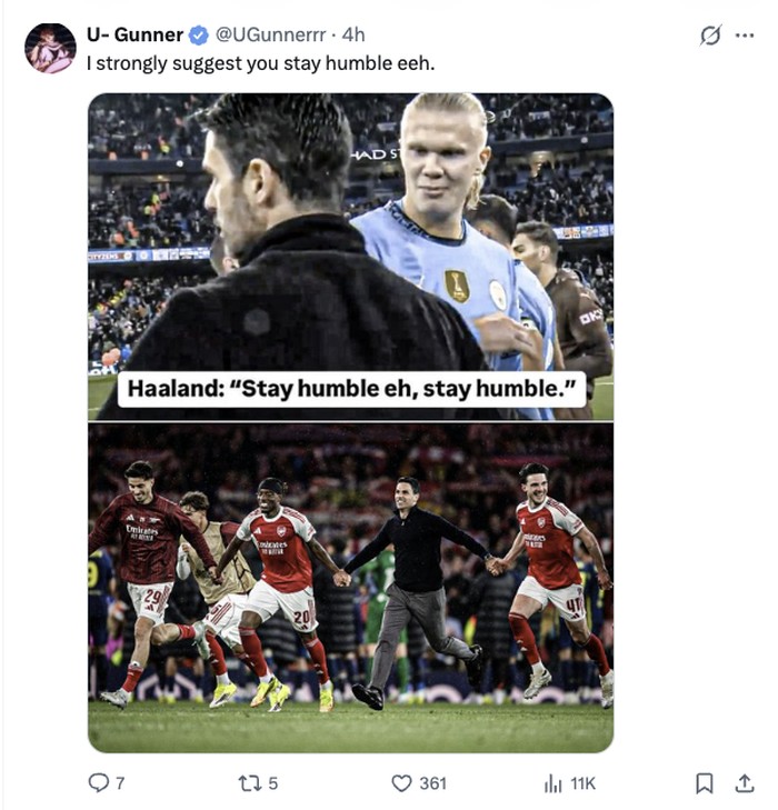 Erling Haaland Ucap Selamat ke Arsenal, Dibalas Meme 'Stay Humble'