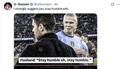 Erling Haaland Ucap Selamat ke Arsenal, Dibalas Meme Stay Humble