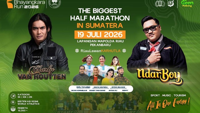 Sejumlah artis hingga Duta Anti Narkoba Riau akan memeriahkan Riau Bhayangkara Run 2026.