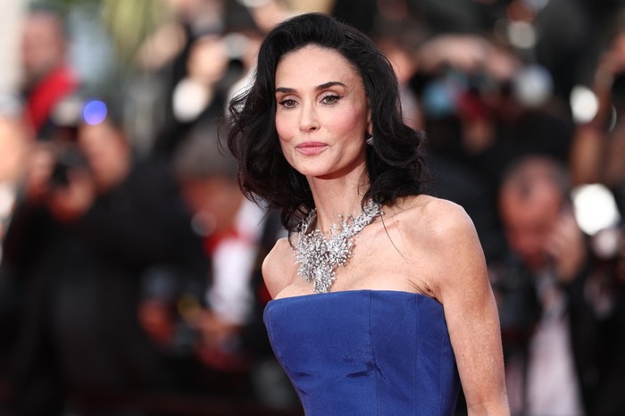 Demi Moore, Jury member of the 79th Cannes Film Festival, poses on the red carpet during arrivals for the screening of the film La bola negra (The Black Ball) in competition at the 79th Cannes Film Festival in Cannes, France, May 21, 2026. REUTERS/Gonzalo Fuentes