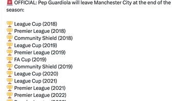 Begitu banyak gelar yang sudah dipersembahkan Guardiola untuk City. Foto: X.com