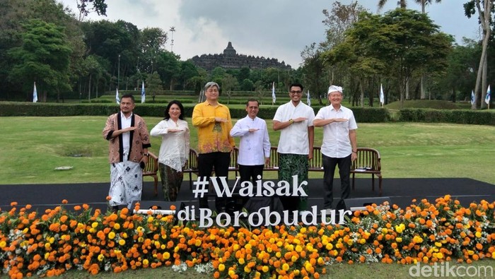 Jumpa pers Perayaan Tri Suci Waisak 2570 BE/2026 yang berlangsung di Kompleks Borobudur Cultural Center (BCC), Candi Borobudur, Jumat (22/5/2026).