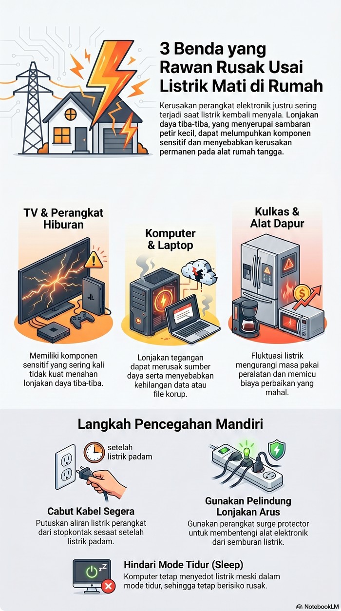 Benda yang Rawan Rusak Usai Listrik Mati di Rumah
