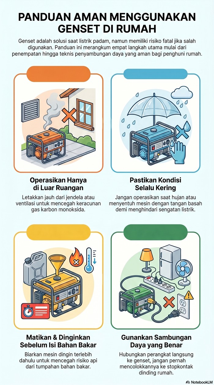 Cara aman pakai genset.