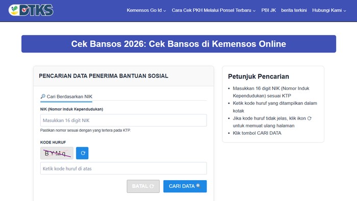 Cek bansos Kemensos terbaru 2026.