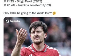 Dari semua pemain yang tidak dipanggil Thomas Tuchel, Harry Maguire yang paling jadi kontroversi karena performanya belakangan yang mumpuni bersama Manchester United. Foto: X.com