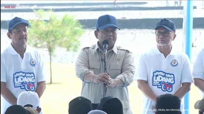 Presiden Prabowo Subianto di acara Panen Udang Raya, Kebumen, Jateng, Sabtu (23/5/2026)