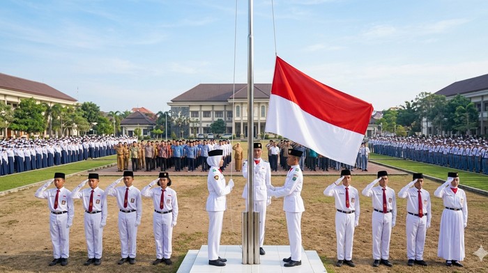 Ilustrasi Upacara Hari Lahir Pancasila 2026. Susunan upacara dan teks pidato Hari Lahir Pancasila 2026 resmi BPIP. 