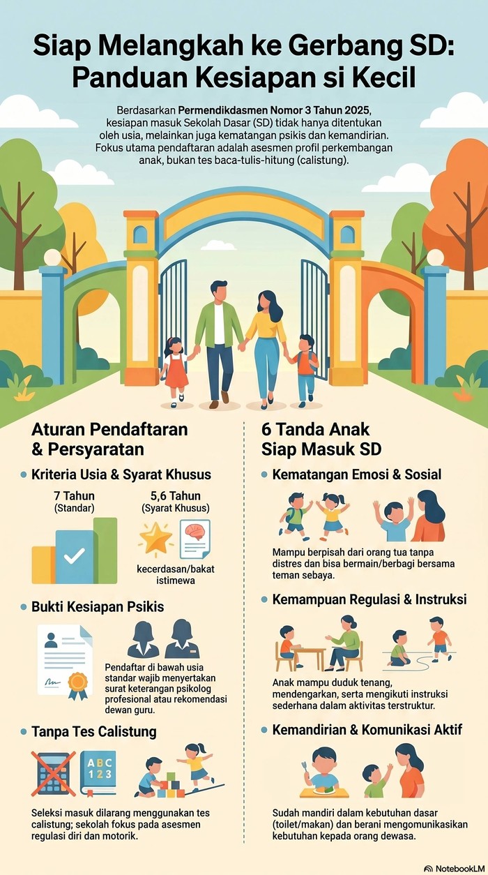 Infografis 6 tanda anak siap masuk sekolah dasar (SD)