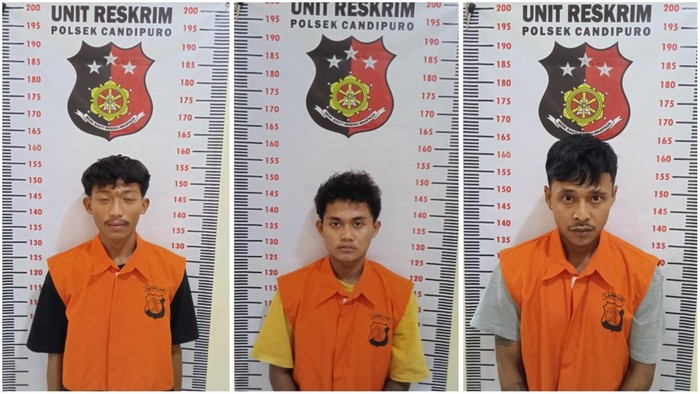 Ketiga pemuda yang diamankan polisi karena mencuri motor