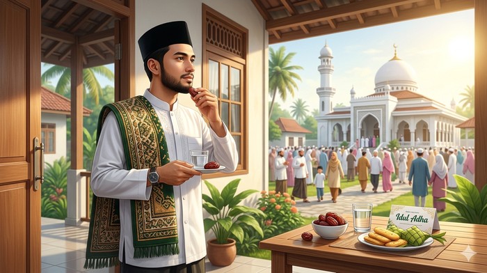 Ilustrasi makan sebelum berangkat sholat Idul Adha, bolehkah?