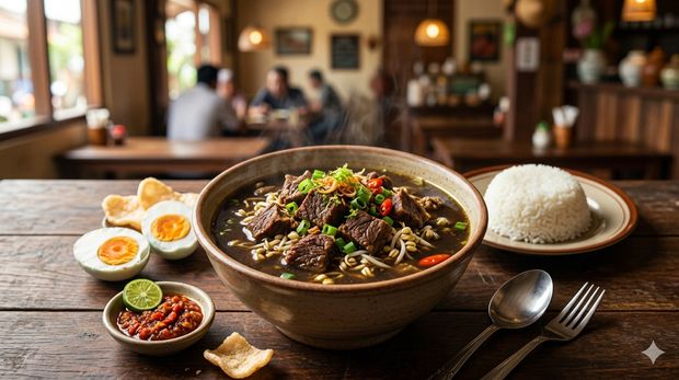 Ilustrasi rawon daging.