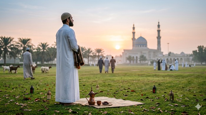 Ilustrasi sholat Idul Adha.