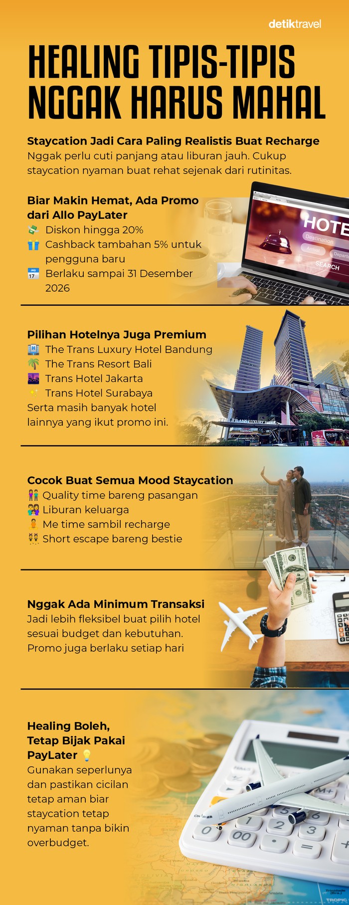 Staycation menjadi salah satu pilihan sip buat healing sejenak. Tanpa ribet, staycation adalah pilihan realistis yang dapat segera diwujudkan tanpa membutuhkan perencanaan panjang.