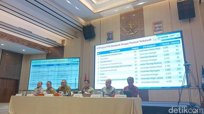Konferensi pers pengumuman hasil UTBK SNBT 2026 di Gedung D Kemdiktisaintek, Jl Pintu 1 Senayan, Jakarta, Senin (25/5/2026).
