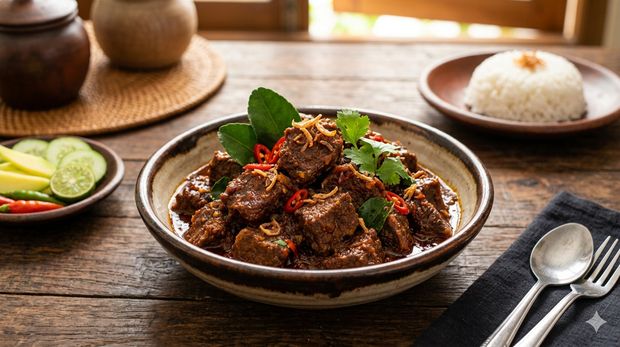 Olahan daging kurban. Lapis daging dan daging bumbu rujak.