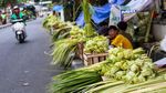 Pedagang Musiman Kulit Ketupat Ramaikan Pasar Pondok Labu