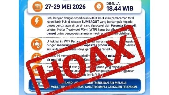 Perumda Tirtanadi bantah informasi soal gangguan aliran air akibat pemadaman listrik. (instagram resmi @tirtanadiprovsu)