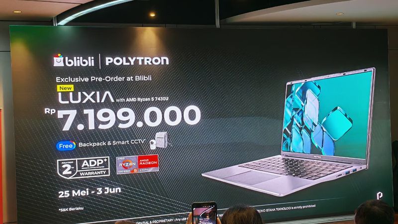 Polytron Polytron meluncurkan laptop Rp 7 jutaan yakni Polytron Luxia R5. Laptop ini menggunakan AMD Ryzen 5 7430U dengan sejumlah fitur menarik.