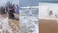 Viral! Pria Coba Belah Laut ala Nabi Musa, Ending-nya Nyaris Tenggelam