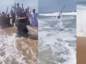 Viral Pria Gagal Belah Laut ala Nabi Musa, Berujung Nyaris tenggelam