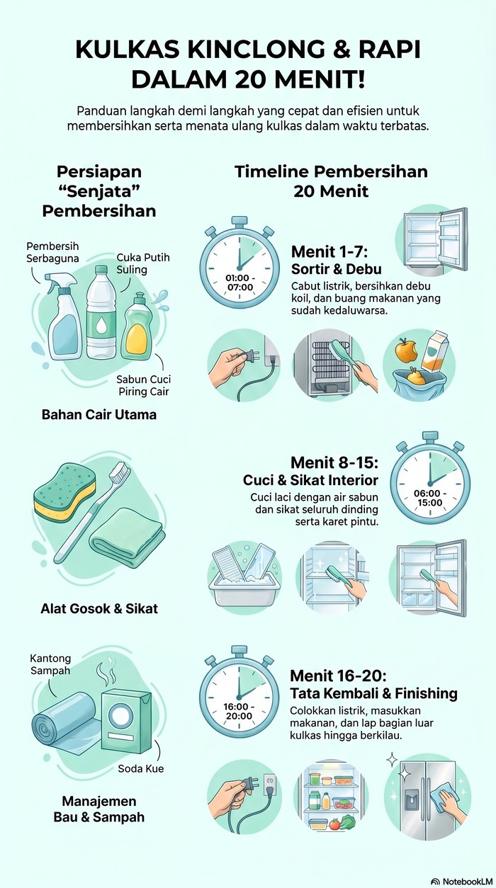 Cara cepat bersihkan kulkas.