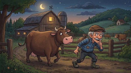Ilustrasi pencuri sapi. (Gemini AI)