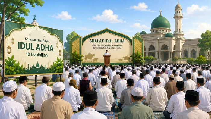 Ilustrasi salat Idul Adha.