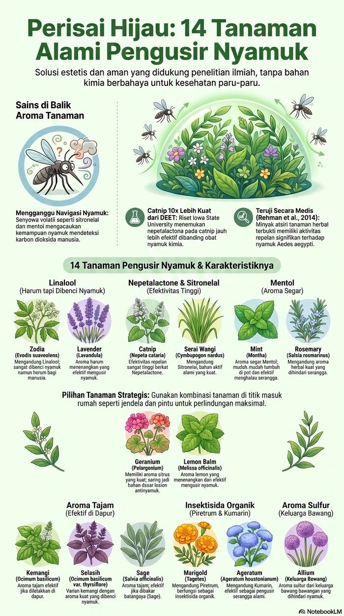 Infografis 14 tanaman alami pengusir nyamuk yang bisa ditanam di rumah