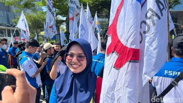 Perwakilan buruh Indomaret (Adhfar Aulia Syuhada/detikcom)