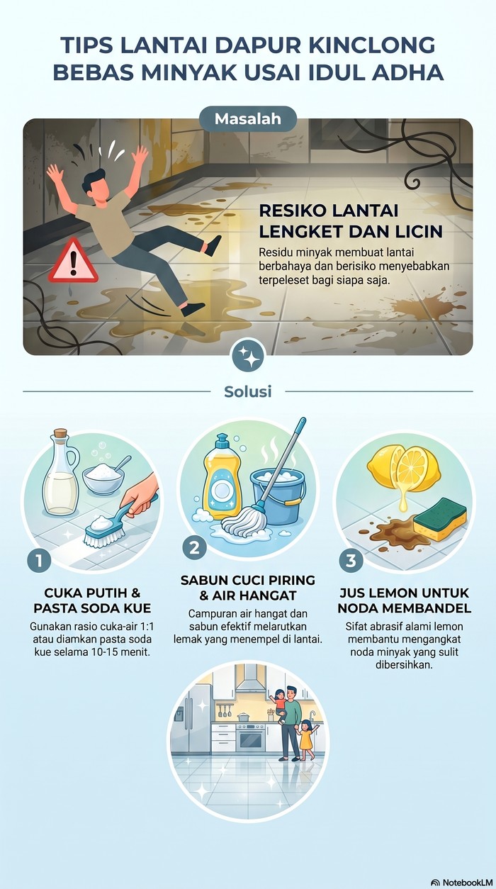 Cara Atasi Lantai Dapur Berminyak
