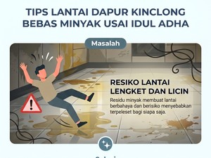 Cara Simpel Bersihkan Noda Minyak di Lantai Dapur Usai Idul Adha