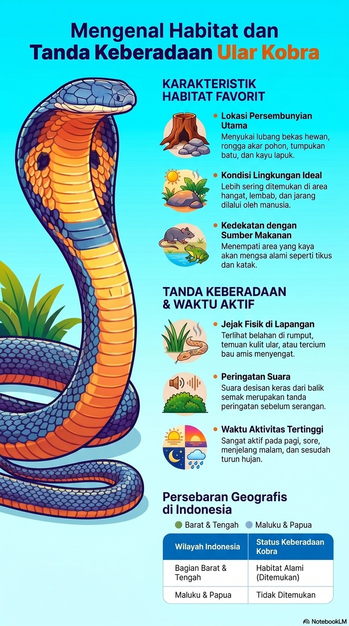 Infografis ciri-ciri habitat ular kobra