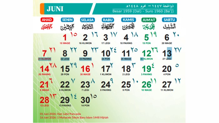 Kalender Juni 2026