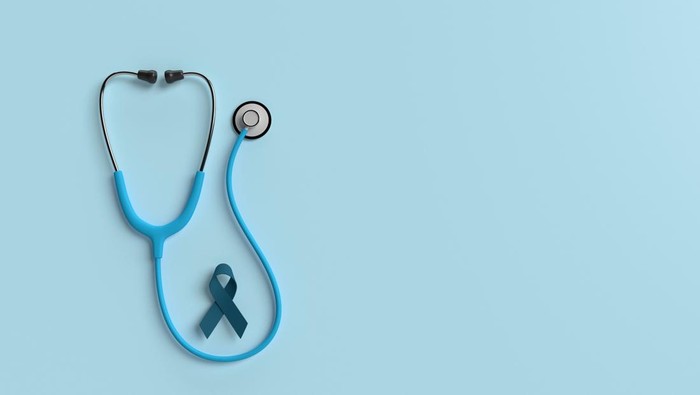 world cancer day 4 february month 2025 stethoscope ribbon bow blue background wallpaper copy space happy woman day healthcare cancer disease awareness medical treatment campaign survivor support fight