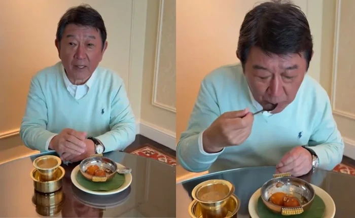 Menlu Jepang makan di India