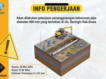 Ada Pengerjaan Pipa, Suplai PDAM Makassar Terganggu di 17 Lokasi Hari Ini