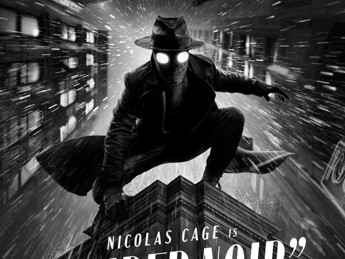 Poster hitam putih Spider-Noir.