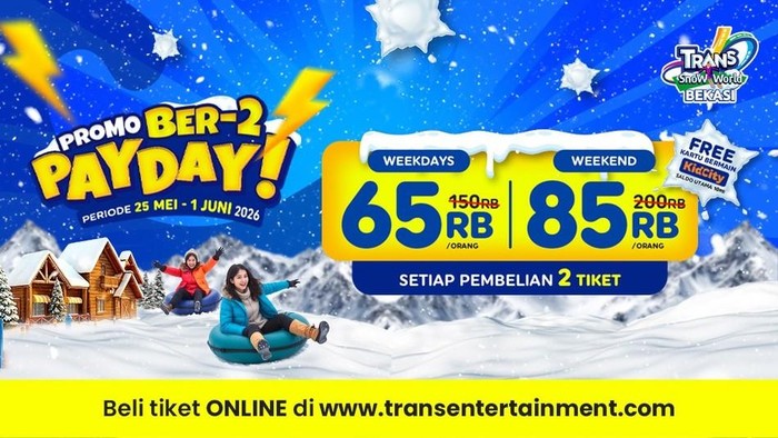 Trans Snow World Bekasi hadir sebagai destinasi wisata salju indoor yang bisa kamu nikmati